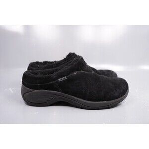 Merrell Encore Ice Womens SZ 7 Black Suede Sherpa Lined Slip On Clogs Shoes